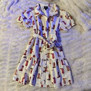 Boots on The Ground ZAC Kids Girl's Cowboy Boot Dress Cowgirl Puff Sleeves